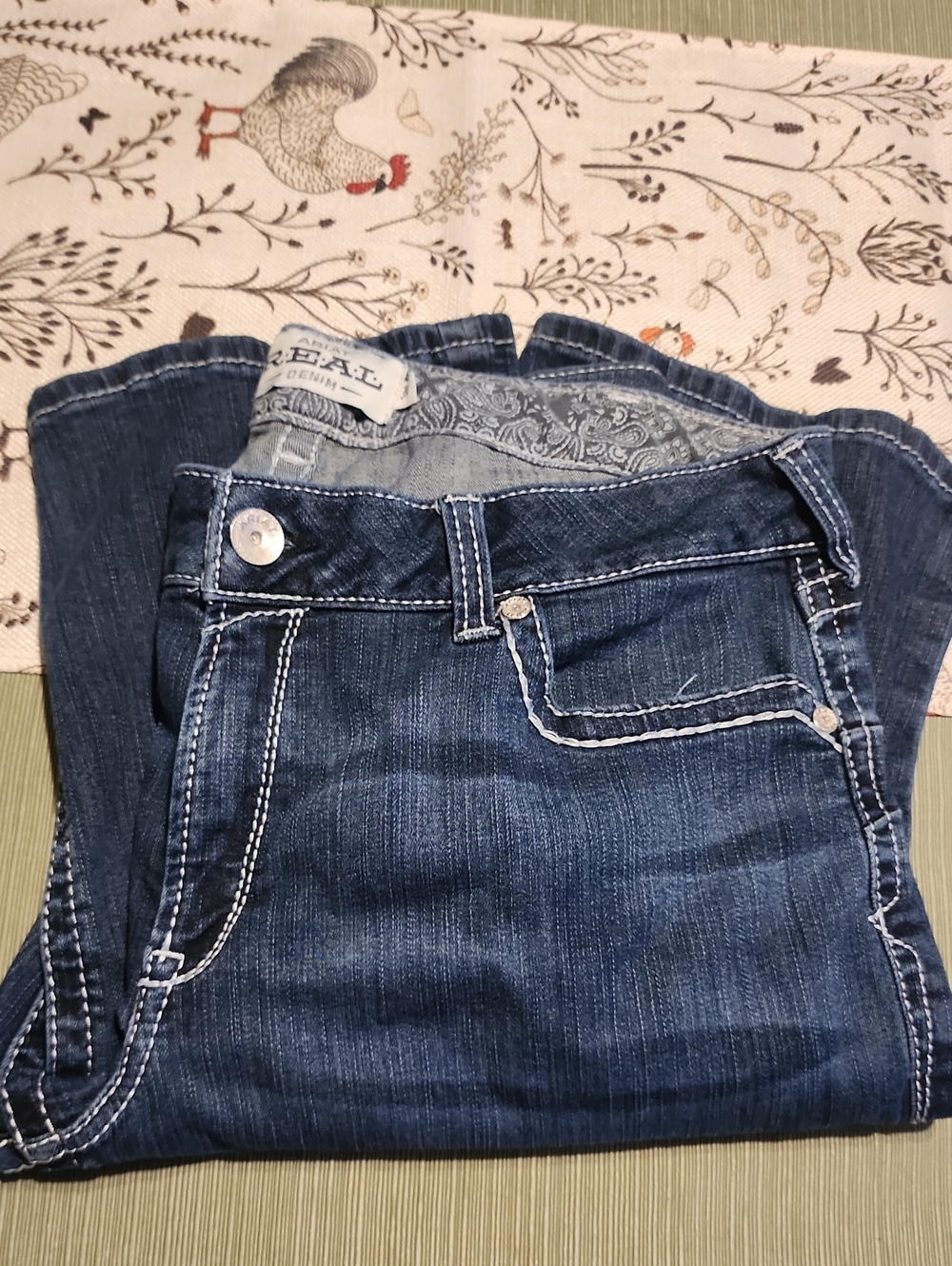 Ariat Women's Dark Indigo Straight Leg Jeans with White Contrast Stitching